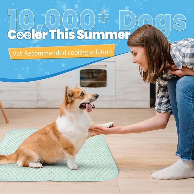 Mora Pets Dog Cooling Mat Breathable Cooling Pad for Dog Cats Washable Pet Cooling Mat for Indoor Outdoor Pets with Non-Slip Bottom 36 x 27 inch Medium