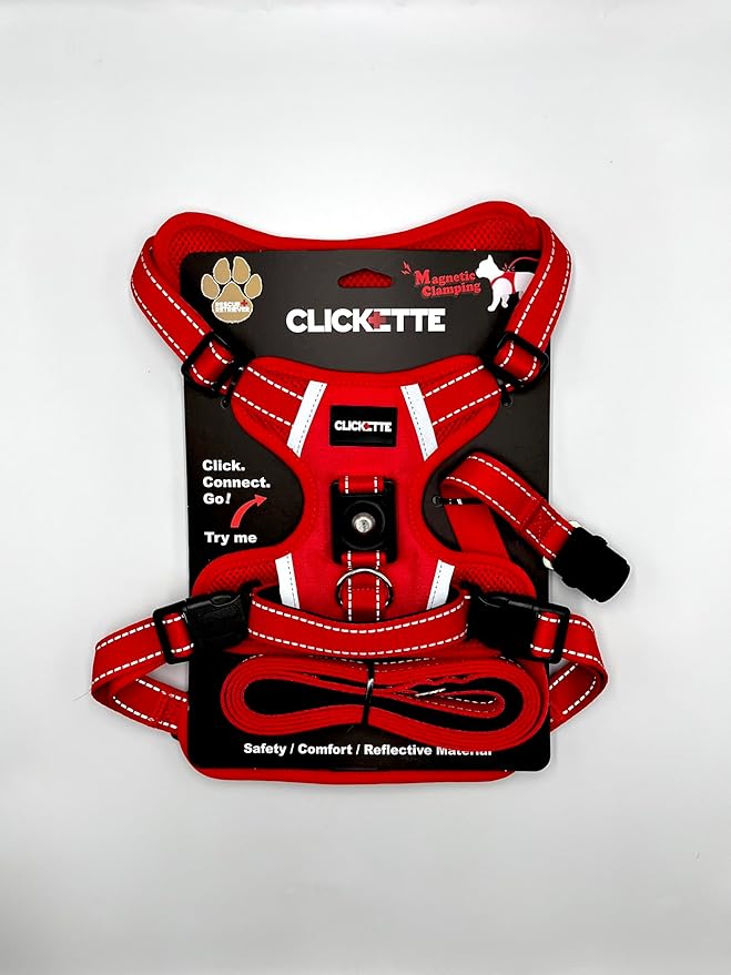 Clickette™ Magnetic Locking Harness and Leash (Red, Extra Large)