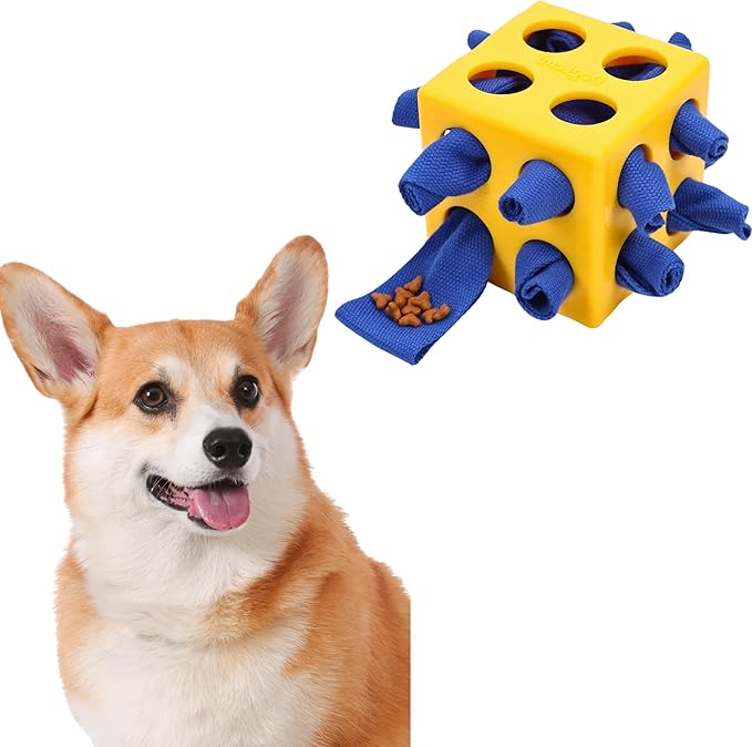 Fossa Dog Enrichment Puzzle Toy, Interactive Snuffle Ball for Dogs Encourage Stimulation Food Foraging Skill, Resistant Rope to Hide Treat for Aggressive Puppy, Small, Medium, Large Dog