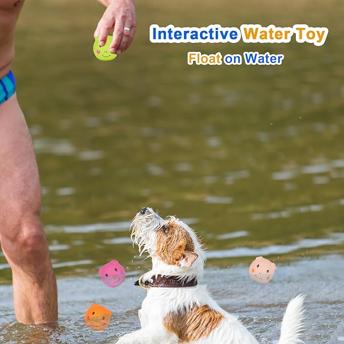 Squeaky Dog Toy, Latex Dog Toys for Puppy and Small Dogs, Piggy Face Squeaky Dog Balls Rubber Soft Chewing Durable Fetch Play for Pug Pet Dog (6 PCS)…