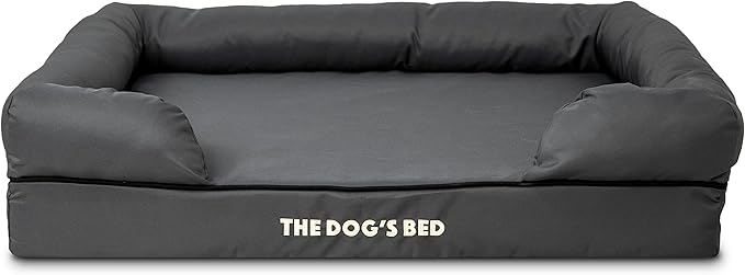 The Dog’s Bed Orthopedic Memory Foam Dog Bed with Bolsters, Oxford Fabric, Grey with Black Trim, Large