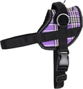 Bark Appeal Purple Plaid No-Pull Dog Harness for Extra Large Sized Pets – Adjustable, Reflective Vest with 3 Leash Clips for Added Control, Easy Walks & Training – XXL