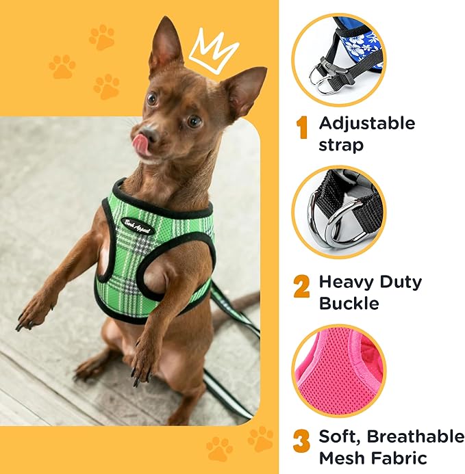 Bark Appeal Pink Hibiscus Step-in Dog Harness for Medium to Large Sized Pets – Updated Sizing, Re-Measuring is Essential – Soft Vest Harness – Anti-Choke with Adjustable Strap & Heavy Duty Clip – L