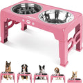 Elevated Dog Bowls, Dog Feeder with 1*Stainless Steel Dishes & 1*Slow Feeder Bowl, 5 Heights Adjustable Raised Stand for Medium Large, Food Dishes with Non-Slip Feet