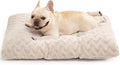 EHEYCIGA Washable Medium Dog Bed for Crate 29x21 Inch, Reversible Kennel Pad for Dogs Weight Up to 35 lbs, Plush and Comfy Pet Sleeping Mat, Beige