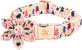 Elegant little tail Christmas Dog Collar, Christmas Tree Pet Collars Flower Pink Metal Buckle Collar Puppy Girl Boy Holiday Cotton Soft Flower Adjustable Dog Collar for Medium Dogs