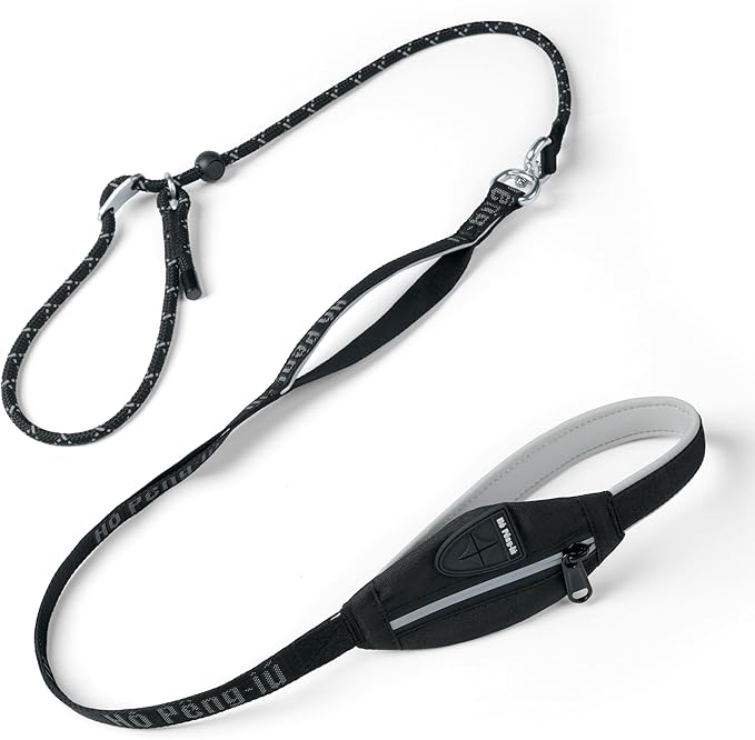 Dog Slip Lead Dog Leash, Heavy Duty No-Pull Training Leash w/Poop Bag Holder, Anti-Tangle, Multi-Handles & Reflective Thread for Small, Medium Dogs 4FT Black