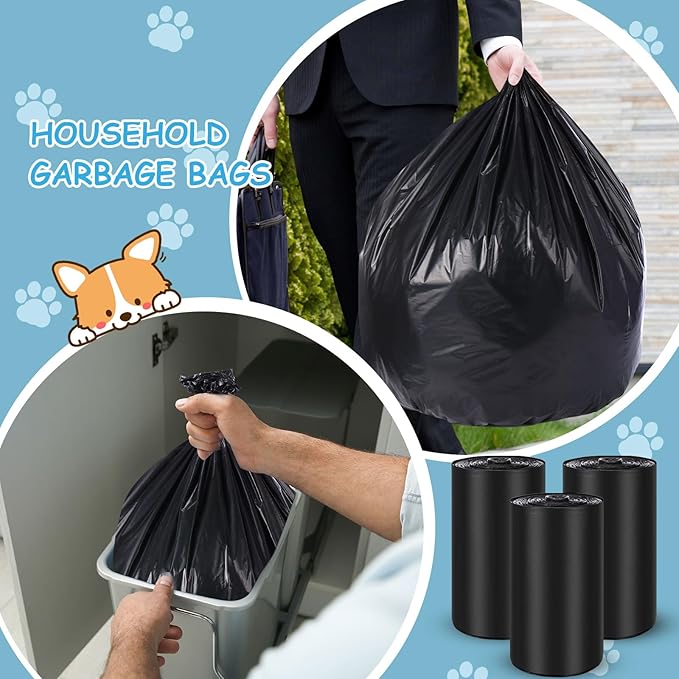 150 Pcs Dog Waste Poop Bags Dog Large Leak Proof Bags 26"x 33" Pet Waste Station Can Liners Heavy Duty Pet Trash Bin Liner for Walking Poop Station Dispensers, 3 Rolls of 50(Black)