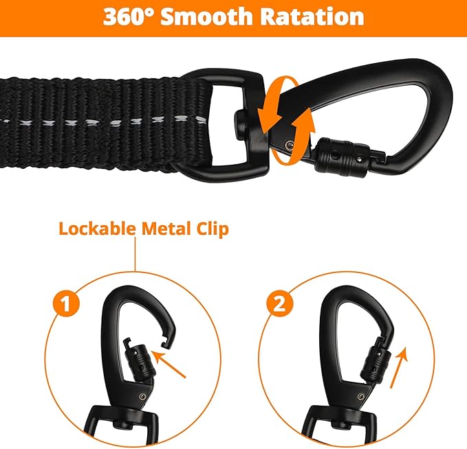 jenico Long Dog Leash 50FT: Heavy Duty Nylon Rope Leashes for Dogs Training with Reflective Threads Bungee and Padded Handle - Dog Lead for Large Small Medium Dogs Outside Walking Hiking