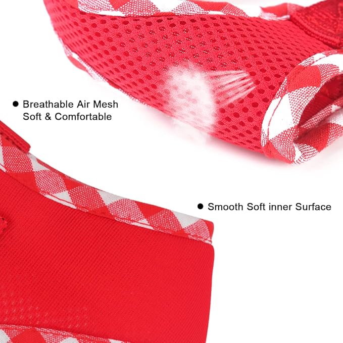 SuperBuddy Upgraded Soft Mesh Dog Harness, Super Breathable Lightweight Pet Harnesses for Puppy Dogs Outdoor Walking, Red Dog Harness and Dog Leash Set Packing -XSmall
