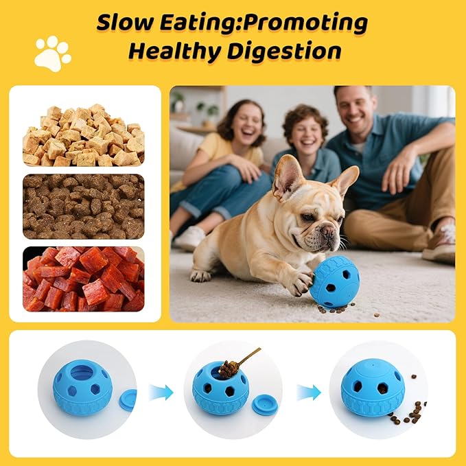 IFOYO Frozen Treat Dog Toy Ball for Small to Medium Dogs, Silicone Enrichment Dog Toys to Keep Them Busy, Reduce Anxiety, Puzzle Treat Dispensing Dog Toys for Slow Food Training, Easy to Clean (Blue)