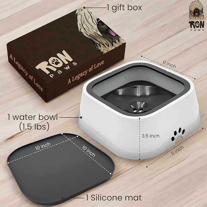 No Spill Dog Water Bowl Spill Proof & No Splash Design, Slow Drinking Dog Bowl for Home, Car & Travel, Mess-Free Water Bowl for Small, Medium & Large Dogs