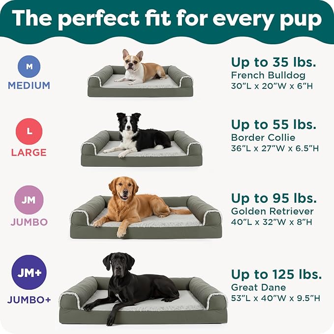 FurHaven Cooling Gel Dog Bed for Large Dogs, L-Shaped Chaise with Cool Gel-Top Foam with a Solid Orthopedic Foam Base for Joint Support, Removable Washable Cover, Jumbo XL, Plush & Suede, Stone Gray