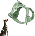 All-Weather No Pull Dog Harness Reflective Vest Harness QR Code Anti-Lost Adjustable Quick-Release Buckle Soft Padded Breathable Harness for Medium Large Dogs (Light-Olive, M)