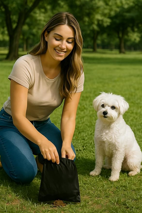 EZ 1000 Pet Waste Bags Disposal, with Dispenser, Dog Poop Pick Up Bag, Black Color, Large Size 9"x12"