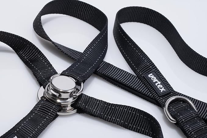 Dog Harness and Leash Combo Set, Magnetic Connection, Ergonomic Design (Midnight Black, Large)