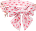 DOGWONG Valentine Dog Collar with Bow, Metal Buckle Adjustable Pink Bowtie Cute Girl Dogs Collars Pet Valentine Collars for Medium Dogs, M