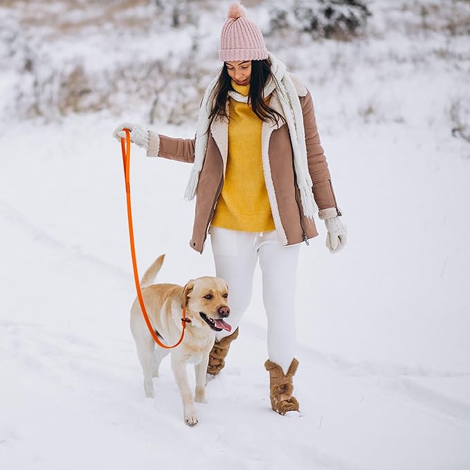 Dogline Biothane Slip Dog Leash - for Small, Medium and Large Dogs - Odor Free Slip Lead, Heavy Duty and Durable Material Kennel Lead - Hunter Orange - 7ft L x 1/2in W
