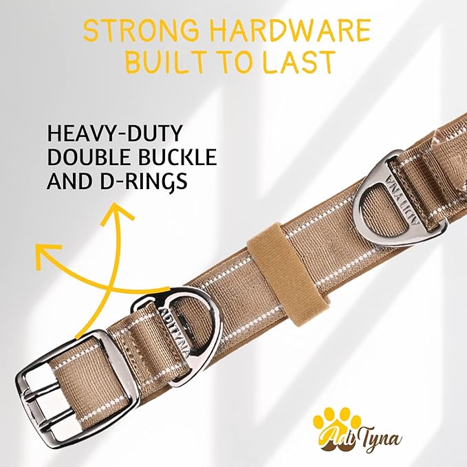 ADITYNA Heavy Duty Dog Collar for Medium Dogs - Reflective Collar with Handle for Training, and Walking - Wide, Thick, Tactical, Soft Neoprene Padded