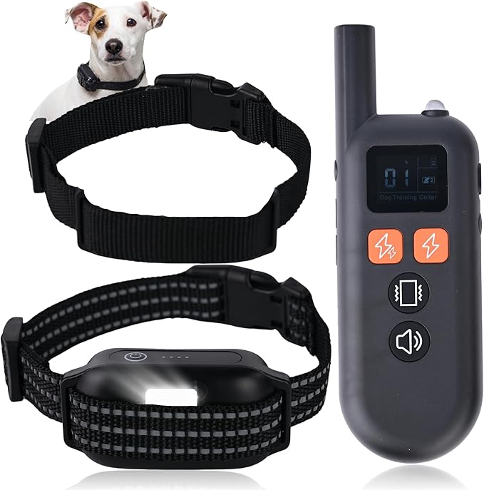 Dog Shock Collar with Remote Range 3300ft - Adjustable Vibration & Sound Modes - Waterproof Training Collar for Small, Medium & Large Dogs - IPX7 Rated Collar Rechargeable,1m Underwater Black & White