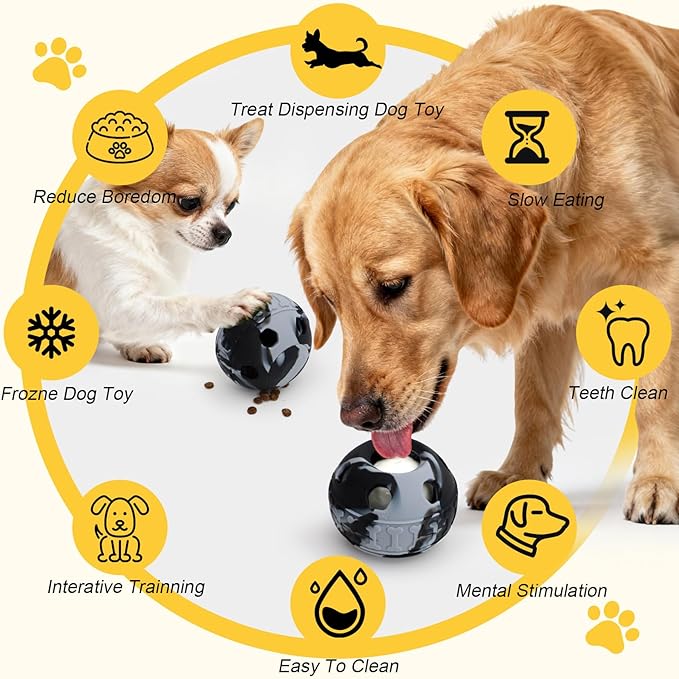 IFOYO Frozen Treat Dog Toy Ball for Small to Medium Dogs Silicone Enrichment Dog Toys to Keep Them Busy Reduce Anxiety Puzzle Treat Dispensing Dog Toy for Slow Food Training (Camouflage Black)
