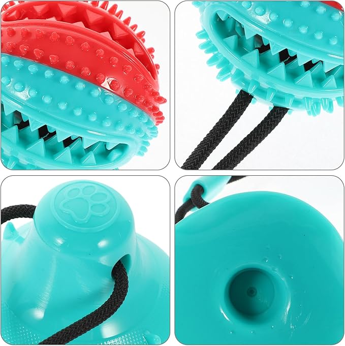Didiseaon Pet Molar Toy Suction Cup Ball Double Suction Rubber Dog Chew Toy for Puppies Dog Drawstring Ball Playing Cleaning Toy