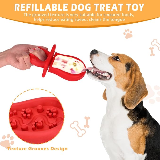 Dog Chew Toys Cream Freezable Dog Treat Station, Frozen Treat Fillable Interactive Dog Toy to Keep Dogs Busy, Pacifier Dog Toy for Teething, Dog Puzzle Toys for Small/Medium/Large Dogs Outdoor