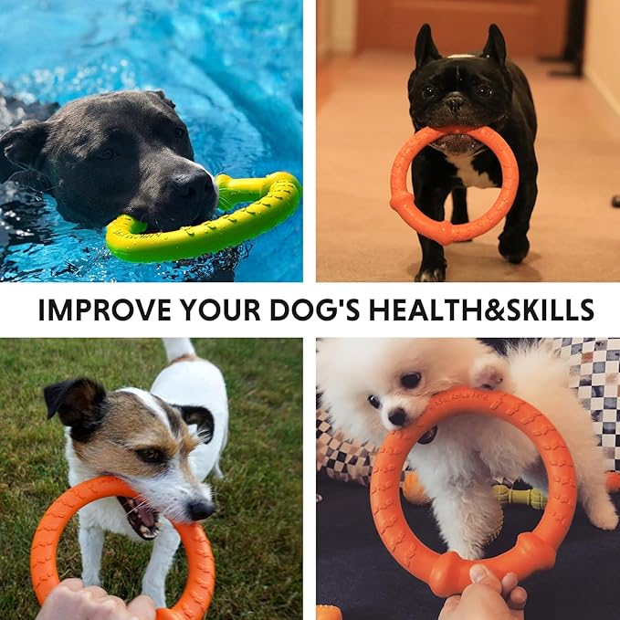LaRoo Dog Training Ring for Outdoor Fitness Floatable Pulling Toy and Flying Disc Interactive Play Tool, Funny Dog Teething Toys for Throw, Fetch for Small Dogs