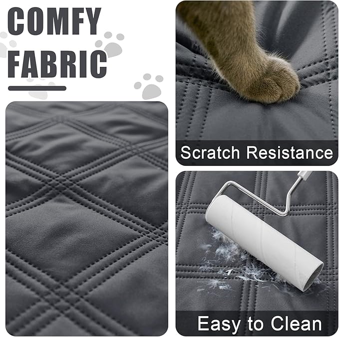 Smiry Waterproof Dog Bed Cover Blanket 40x80, Soft Reversible Pet Blanket, Washable Leakproof Cats Dogs Couch Cover for Sofa, Couch, Furniture, Dark Grey/Beige