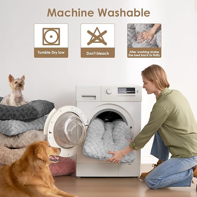 EHEYCIGA XXL Washable Dog Bed for Crate 47x29 Inch, Reversible Kennel Pad for Extra Large Dogs Weight Up to 100 lbs, Plush and Comfy Pet Sleeping Mat, Grey