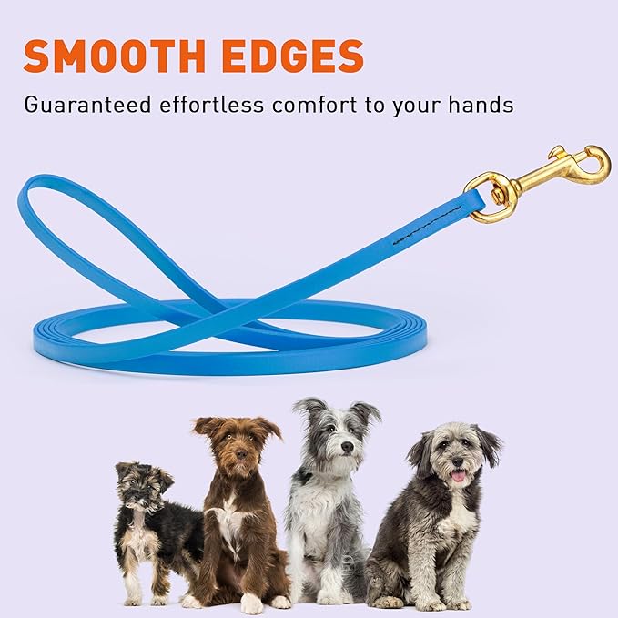 Viper Biothane K9 Working Dog Leash Waterproof Lead for Tracking Training Schutzhund Odor-Proof Long Line with Solid Brass Snap for Puppy Medium and Large Dogs, 10ft Cerulean Blue