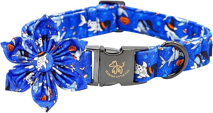Elegant Little Tail Halloween Pumpkin Dog Collar with Soft Durable Flower Pet Collar for X-Small Dogs