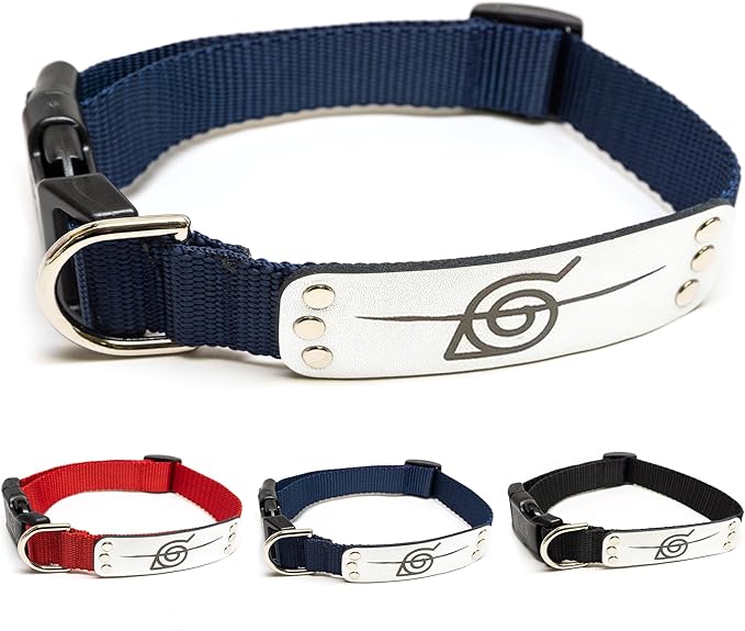 Naruto Dog Collar for Large Dogs, Medium, XS/Small Puppy Collars – Officially Licensed Naruto Shippuden Hidden Leaf Village Anime Dog Collar, Naruto Gifts Pet Collar for Dogs Navy Rogue, MED