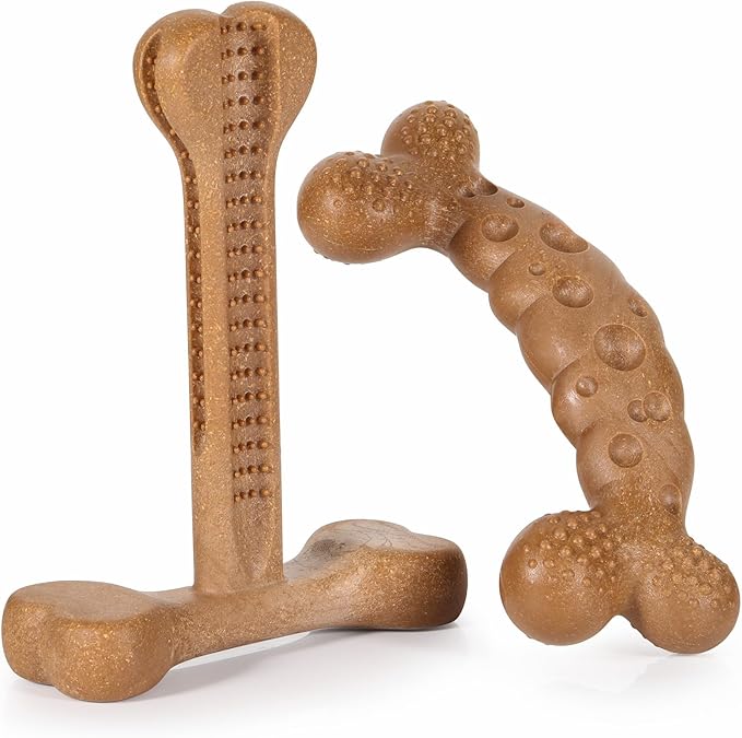 Dog Chew Toys for Aggressive Chewers 2 Pack Tough Dog Bone Toy for Small Medium Large Breed to Keep Them Busy (Small-Under 20LBS, Bacon Flavored)