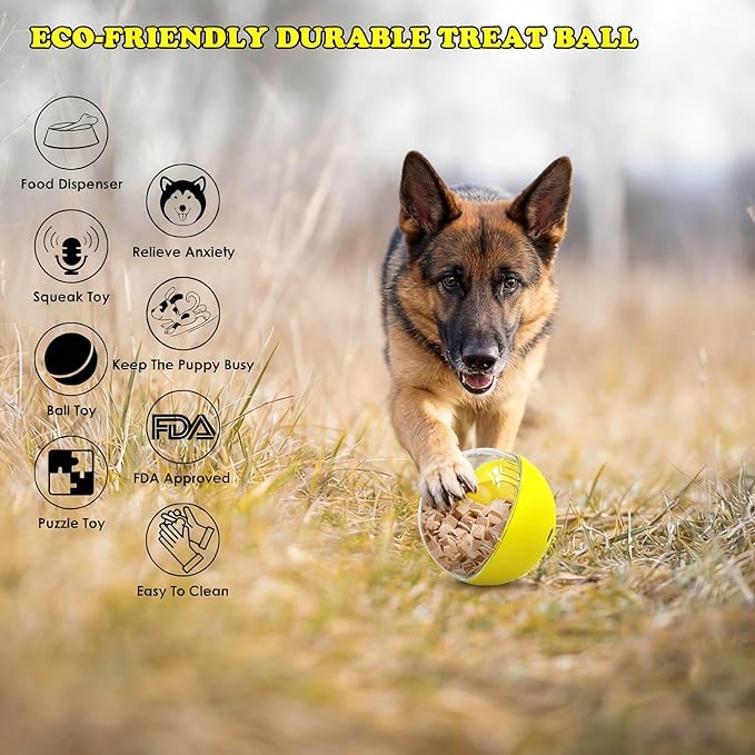 5.6 inch Dog Treat Ball, Puzzles, Herding Ball for All Dog Breeds, Interactive Dogs Toy & Treat Dispenser, Keep Them Busy, Enrichment, Reduces Boredom, Stress & Hyperactivity