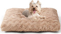EHEYCIGA Washable Small Dog Bed for Crate 23x18 Inch, Reversible Kennel Pad for Puppy Weight Up to 25 lbs, Plush and Comfy Pet Sleeping Mat, Camel