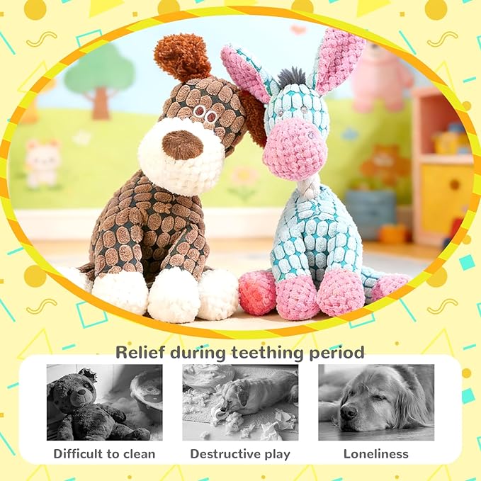 Indestructible Dog Toy, 2026 New Tough Dog Toys for Aggressive Chewers, Squeaky Chew Toys for Small Medium Large Dogs Puppy Teething Interactive Dog Toys to Keep Them Busy (2pc, Blue+Brown)