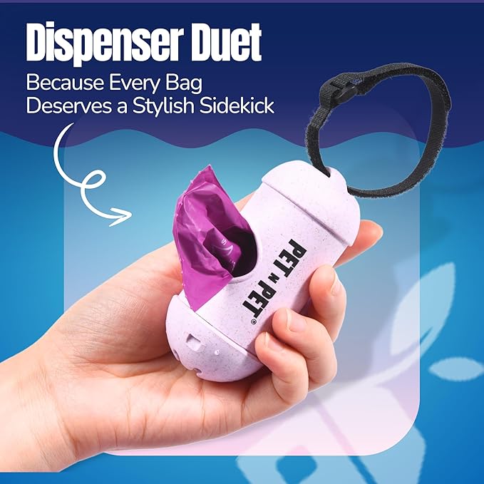 PET N PET Poop Bags for Dogs, 288 Count Lavender Scented Dog Waste Bags with Leash Dispenser, USDA Certified 38% Plant Based & 62% PE Dogs Waste Bag