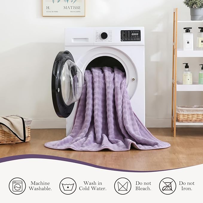Waterproof Blanket for Bed Couch Sofa Car, Soft Leakproof Dog Blanket with 3D Bubble Pattern, Reversible Water Proof Pet Blankets for Dogs Cats Puppies (50"x60", Dusty Purple)
