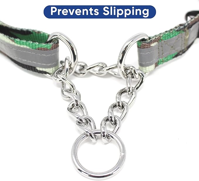 Pawtitas Camouflage Green Chain Martingale Dog Collar, Large