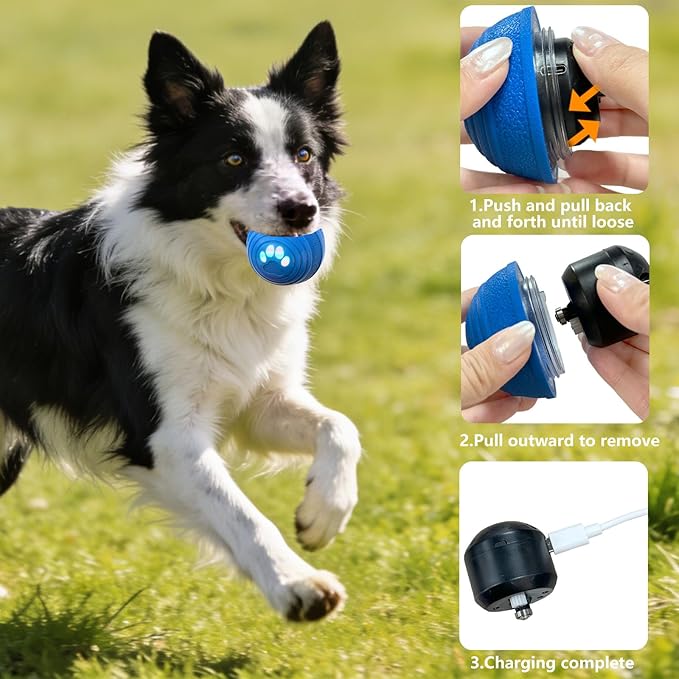 Smart Interactive Dog Toy, Dog Toys for Aggressive Chewers, Moving Jumping Vibrating - 3 Modes IPX7 Waterproof Rating, E-TPU Material for Medium and Large Dogs, Indoor & Outdoor (Blue)