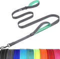 VIVAGLORY Twingrip Dog Leash, Double Handle Dog Leash for Training & Walking with Traffic Handle & 2 Loop, Traffic Control Reflective Heavy Duty for Puppy Pet, 4ft x 1in, Grey