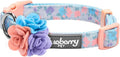 Blueberry Pet Dog Collar, Adjustable Floral Print Puppy Collar in Lavender with Removable Flower, Small 12"-16" Neck, Cute Girl Dog Accessories, Pink Dog Collars for Small Dogs, Safe Fit