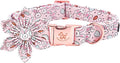 Elegant little tail Easter Dog Collar,Pink Bunny Dog Collars Holiday Pet Collar with Flower Pet Gift Adjustable Puppy Collars for Medium Dogs