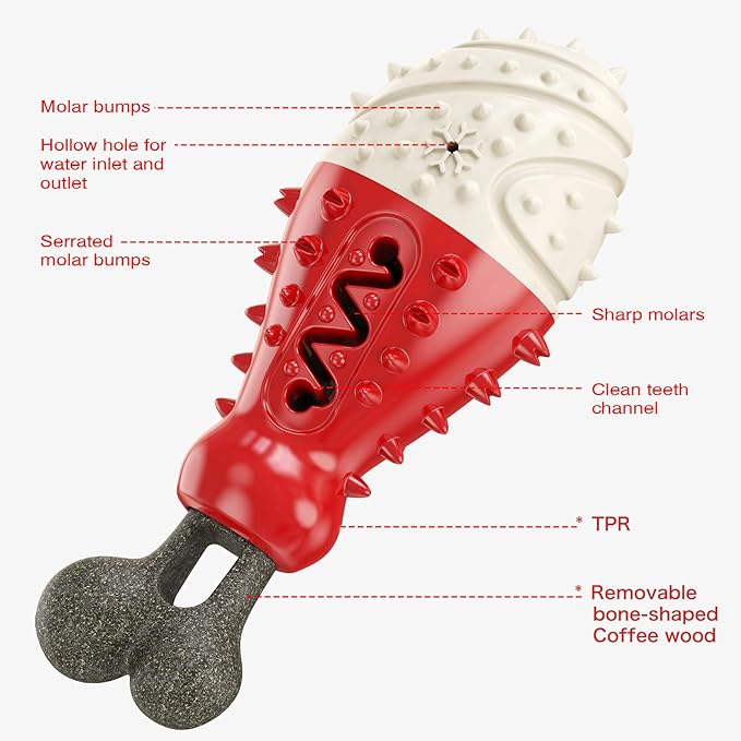 GOLDROC Dog Enrichment Toys, Puppy Teething Chew Toys for Small and Medium Dogs Breeds with Teeth Cleaning, Food Dispensing and Cooling Fun Features (Red)