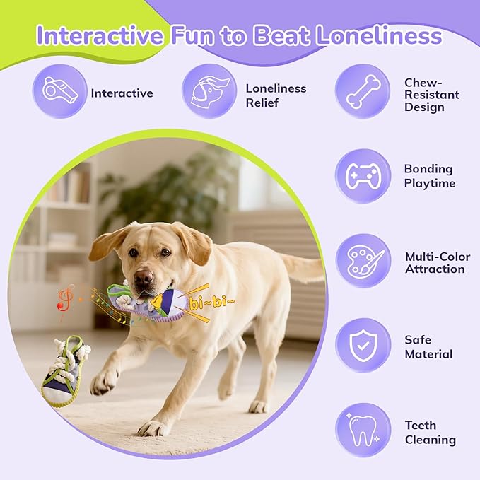 2 Pieces - Dog Chew Toys, Funny Dog Toys, Puppy Teething Toys & Shoe Dog Toy, Durable Dog Toys for Aggressive Chewers Tear-Resistant for Small & Medium Dogs