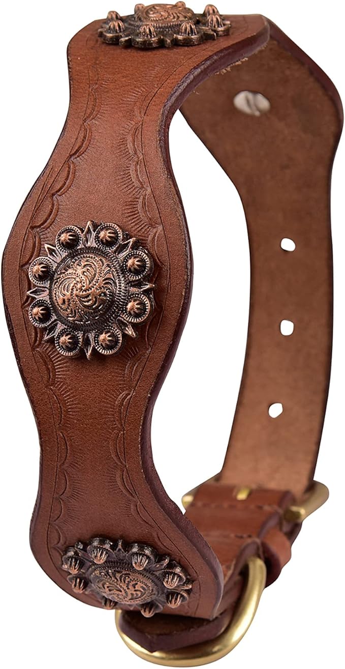 | Genuine Leather Scalloped Edges Vintage Dog Collar | Full Grain, Heavy Duty | Comfortable, Strong | Best for Medium, Large & XL Breeds (XL (Fit Neck Size 22"-26"), Brown-Scalloped Edges)