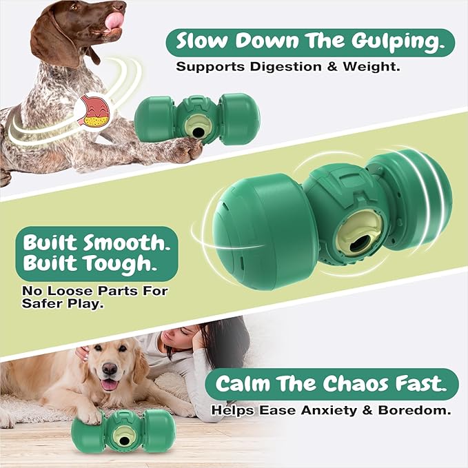 KADTC Extra-Large Size,Durable Rolling Giggle Dog Treat Dispenser Toy,U.S. Brand,Design,Indestructible Giggling Bone Slow Puzzle Feeder Food Dispensing Toys for Large Aggressive Chewers Breeds Dogs