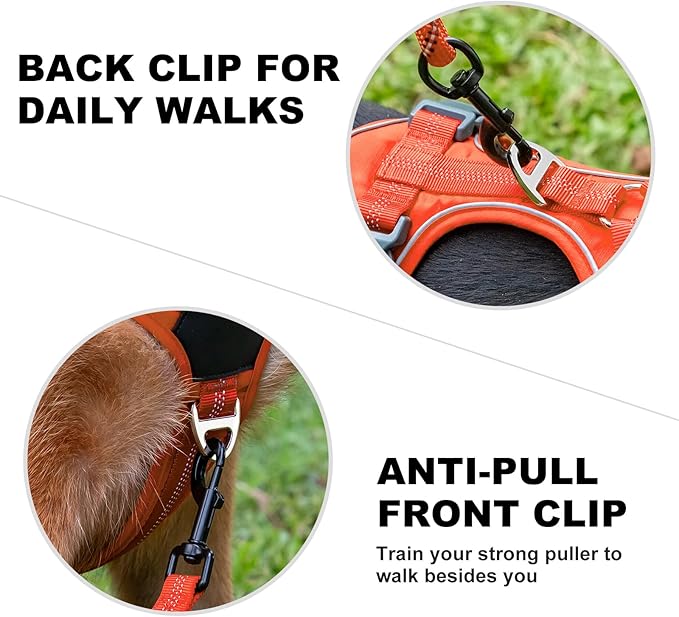 Plutus Pet No Pull Dog Harness, Release at Neck, Soft Padded, Reflective Adjustable Dog Vest Harness for Small, Medium, Large Dogs(Orange, XL)