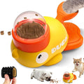 Duck Cat Treat Dispenser, 2-in-1 Interactive Toy & Slow Feeder, Adjustable Food Openings with Non-Slip Suction Base, Feeder Puzzle Toy for Dogs & Cats